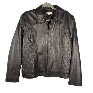 Pendleton Leather Jacket buttery soft XL dark chocolate brown Quilted Design Zip